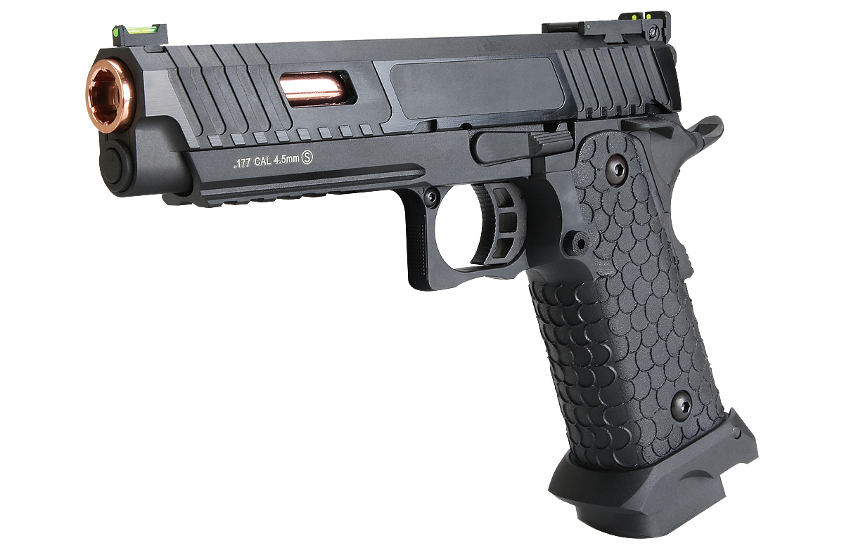 KLI JW3 Baba Yaga Hi-Capa 5.1 Co2 Blowback Pistol (Rose Gold Barrel – 4.5mm/.177 – Black)