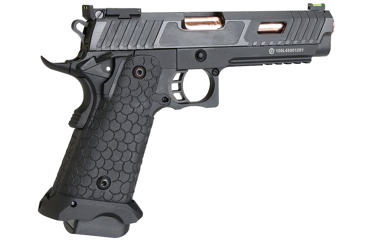 KLI JW3 Baba Yaga Hi-Capa 5.1 Co2 Blowback Pistol (Rose Gold Barrel – 4.5mm/.177 – Black)
