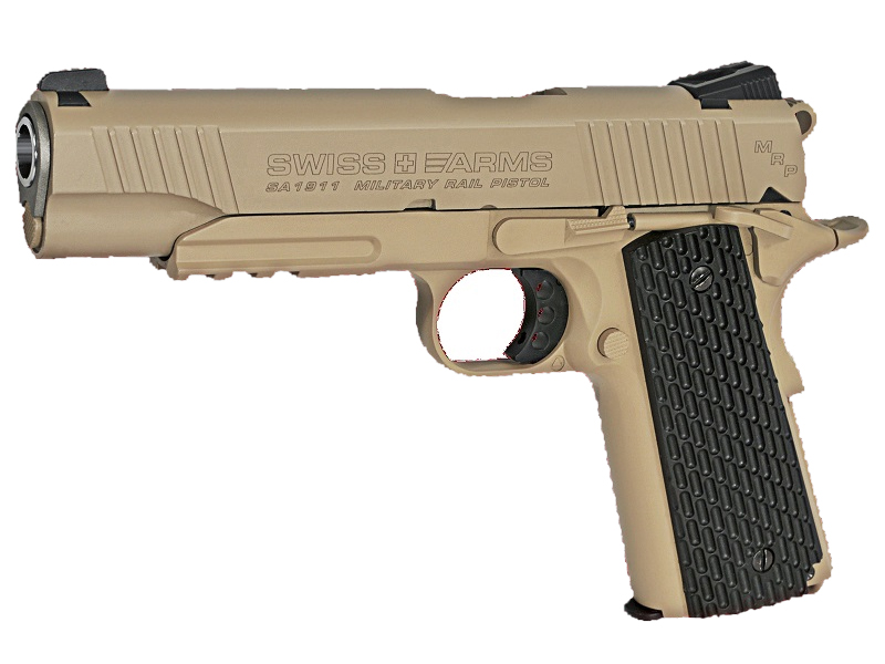 Swiss Arms 1911 Military 4.5mm/.177 Co2 Blowback Pistol (Metal - Tan - Cybergun - 288507)
