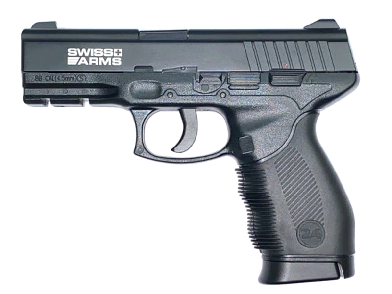 Swiss Arms SA24 4.5mm/.177 Co2 Non-Blowback Pistol (Metal Slide – Cybergun – Black – 288308) Swiss Arms SA24 4.5mm/.177 Co2 Non-Blowback Pistol (Metal Slide - Cybergun - Black - 288308)