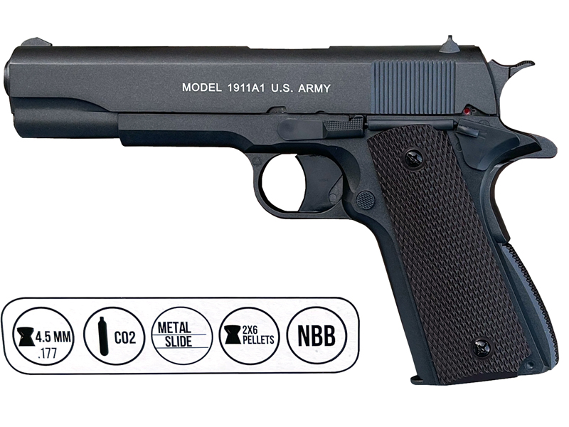 Auto Ordnance 1911 Co2 Non-Blowback Pistol (4.5mm/.177 Pellet – Metal Slide and ABS Body – Cybergun – Black – 438301) Auto Ordnance 1911 Co2 Non-Blowback Pistol (4.5mm/.177 Pellet - Metal Slide and ABS Body - Cybergun - Black - 438301)