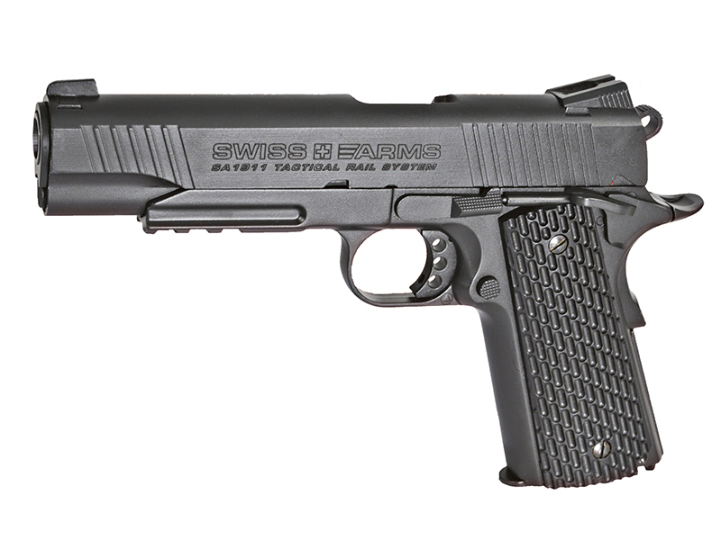Swiss Arms 1911 4.5mm/.177 Tactical Rail Co2 Blowback Pistol (Cybergun – Black – 288513) Swiss Arms 1911 4.5mm/.177 Tactical Rail Co2 Blowback Pistol (Cybergun - Black - 288513)