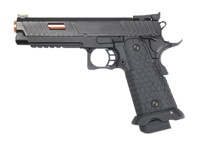 KLI JW3 Baba Yaga Hi-Capa 5.1 Co2 Blowback Pistol (Rose Gold Barrel – 4.5mm/.177 – Black) KLI JW3 Baba Yaga Hi-Capa 5.1 Co2 Blowback Pistol