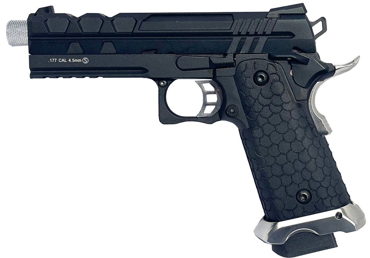 KLI 4.5mm/.177 BB Tartarus MKIV 5.1 Hi-Capa Co2 Blowback Pistol (Full Metal – Silver Barrel – L45-21064C-EXS) KLI 4.5mm/.177 BB Tartarus MKIV 5.1 Hi-Capa Co2 Blowback Pistol (Full Metal - Silver Barrel - L45-21064C-EXS)