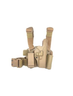 Big Leg Holster M92/M9 with Two Pouches (Hard - Right Hand - Tan - Long)