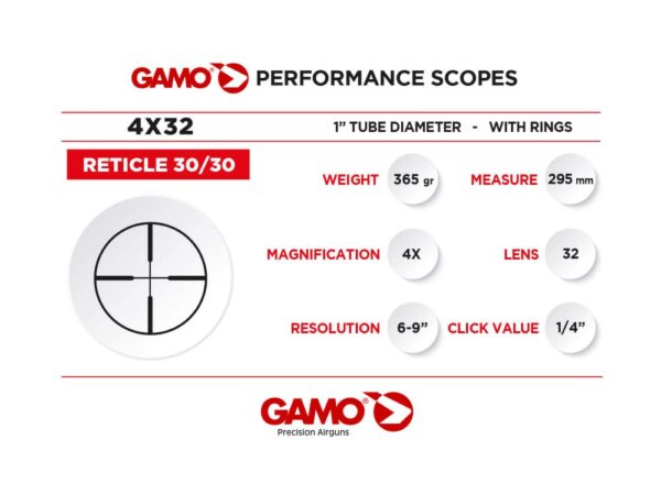 Gamo 4×32 WR Air Rifle Scope with 11mm Dovetail Scope (GAVELC4X32WR) Gamo 4×32 WR Air Rifle Scope with 11mm Dovetail Scope (GAVELC4X32WR)