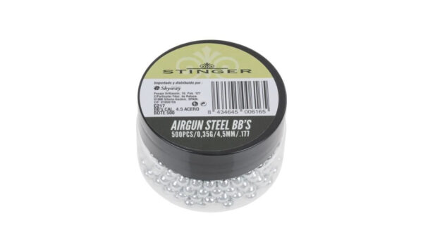 Stinger 4.5mm (.177 Caliber) Steel BBs – 500 Count Bottle (ST-BB-45-500) Stinger 4.5mm (.177 Caliber) Steel BBs – 500 Count Bottle (ST-BB-45-500)